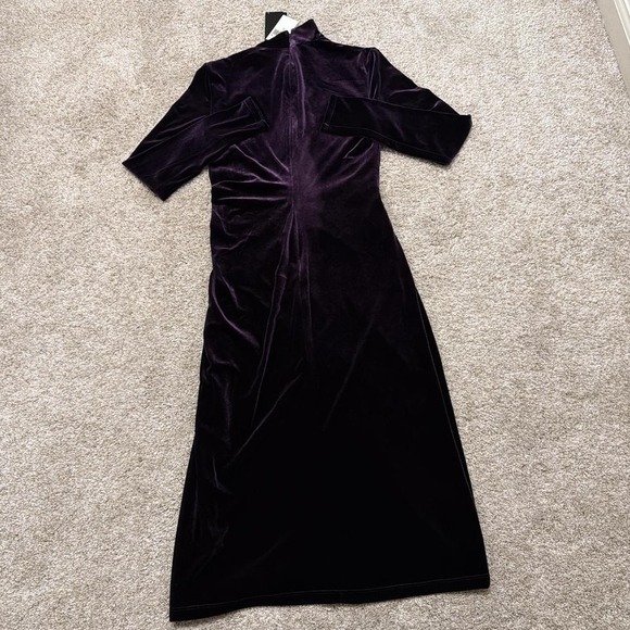 Ralph Lauren Ruched Velvet Asymmetrical Dress | Purple | Size 6 - Picture 5 of 5